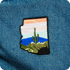 Arizona State Shape & Cactus Desert Iron On Patch (7 x 5.3cm)