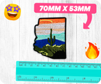 Arizona State Shape & Cactus Desert Iron On Patch (7 x 5.3cm)