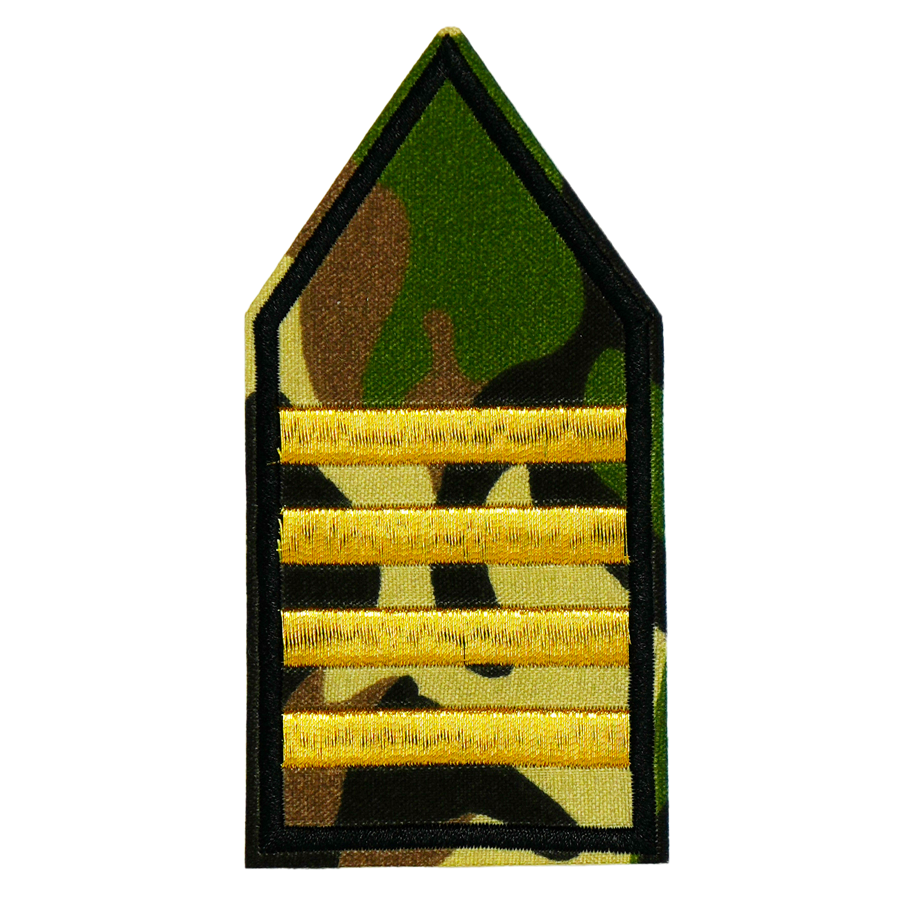Parche termoadhesivo para charretera de rango militar Capitán 4 rayas doradas (9 x 5 cm) Imagen principal del producto