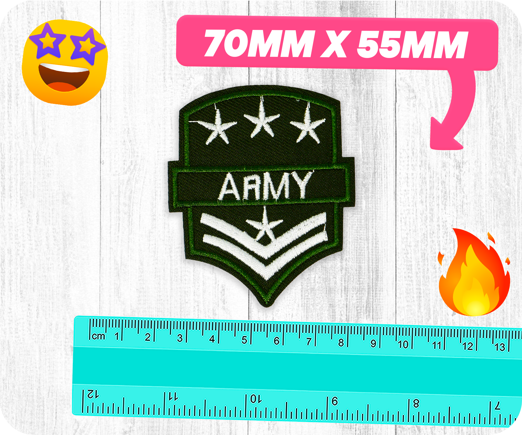 Corporal Army Star Rank Shield Iron On Patch (7 x 5.5cm)