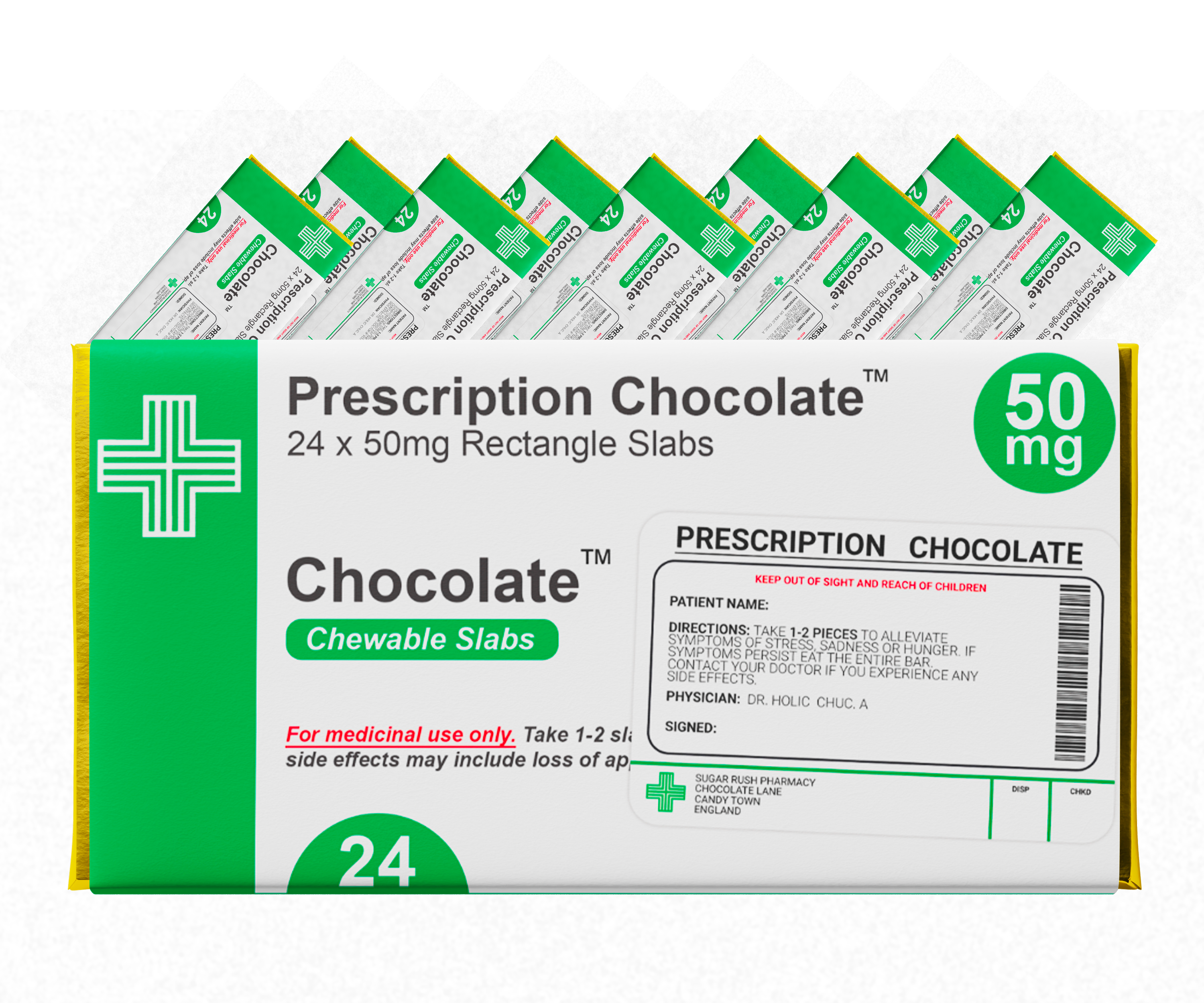 10 X Prescription Chocolate Bar Wrappers | Novelty Joke Fits Most Chocolate Bars Main image