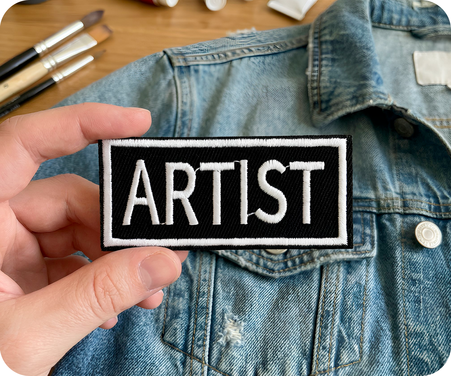 Artist Black Iron On Patch (7.5 x 3cm) Secondary image