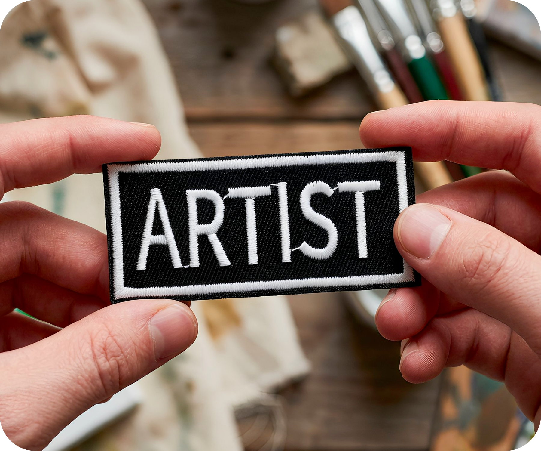 Artist Black Iron On Patch (7.5 x 3cm)