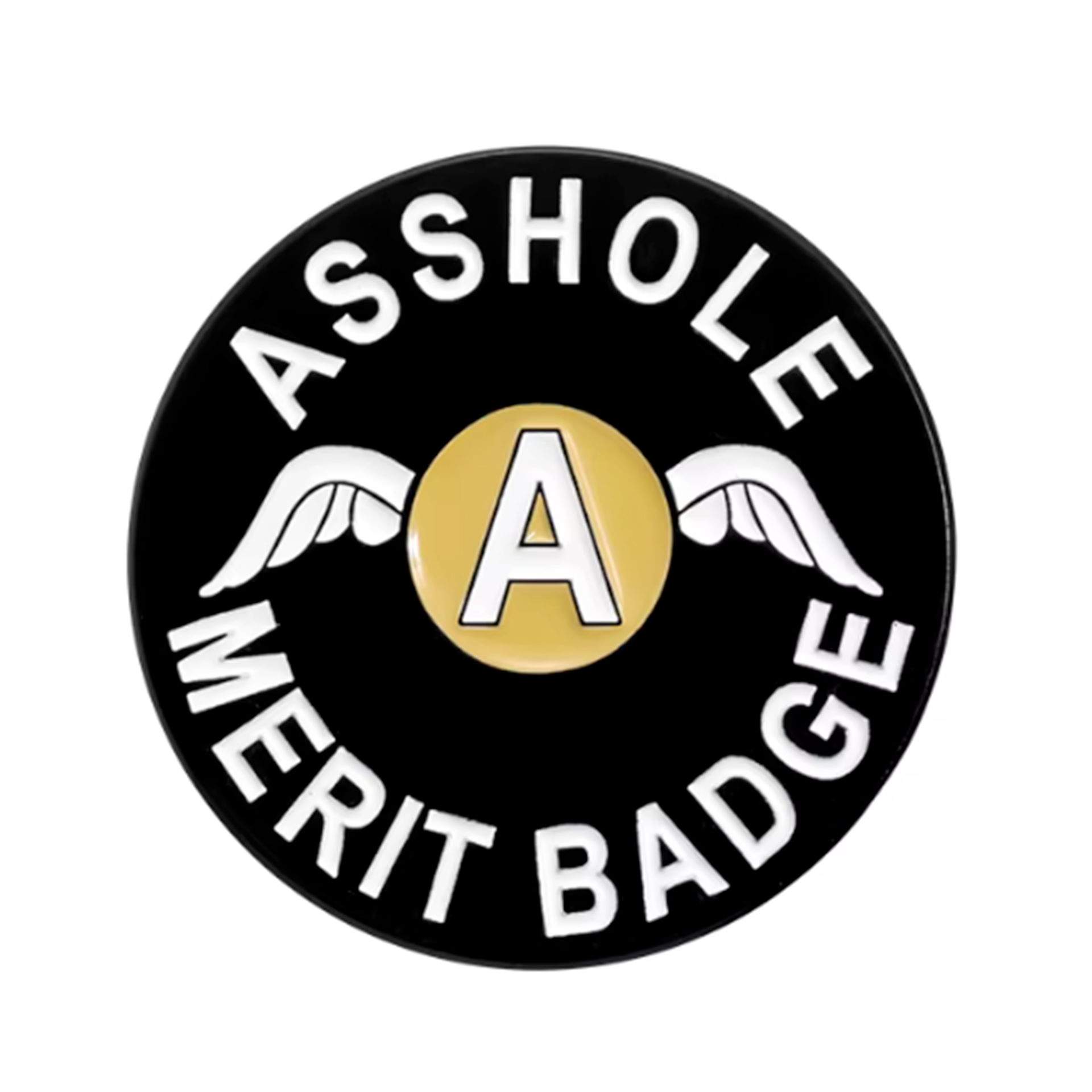 Insignia de metal negro "Asshole Merit" Imagen principal del producto