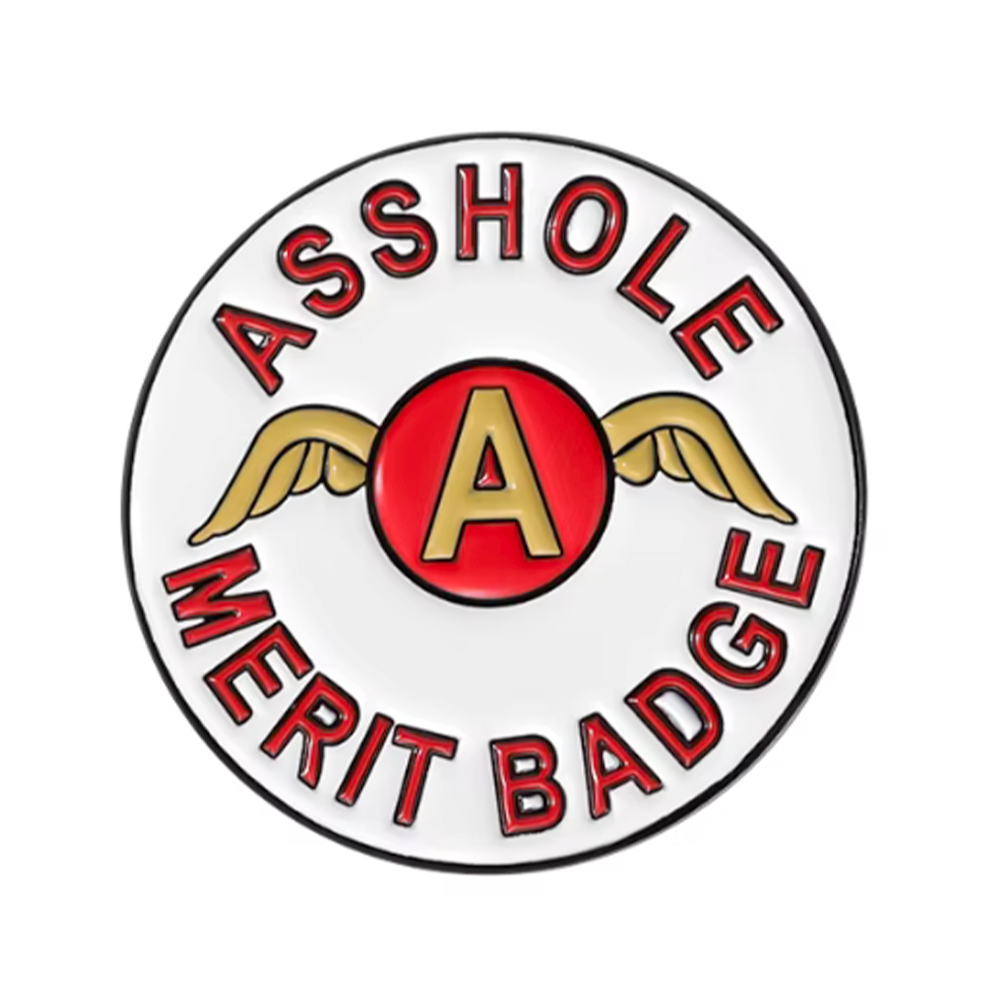 Insignia de alfiler blanca "Asshole Merit" Imagen principal del producto