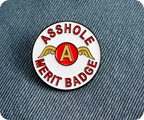 Asshole Merit White Pin Badge
