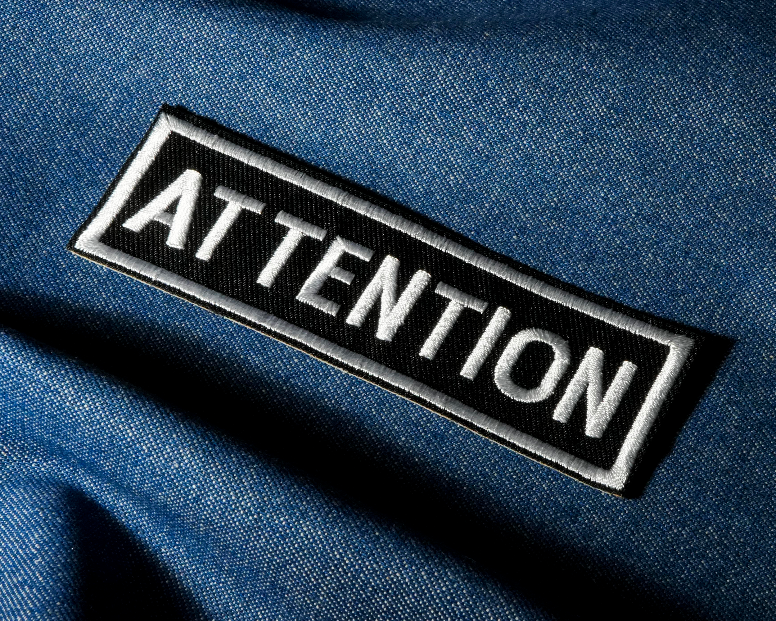 Attention Biker Patch Iron On (11x 3.5cm) Secondary image