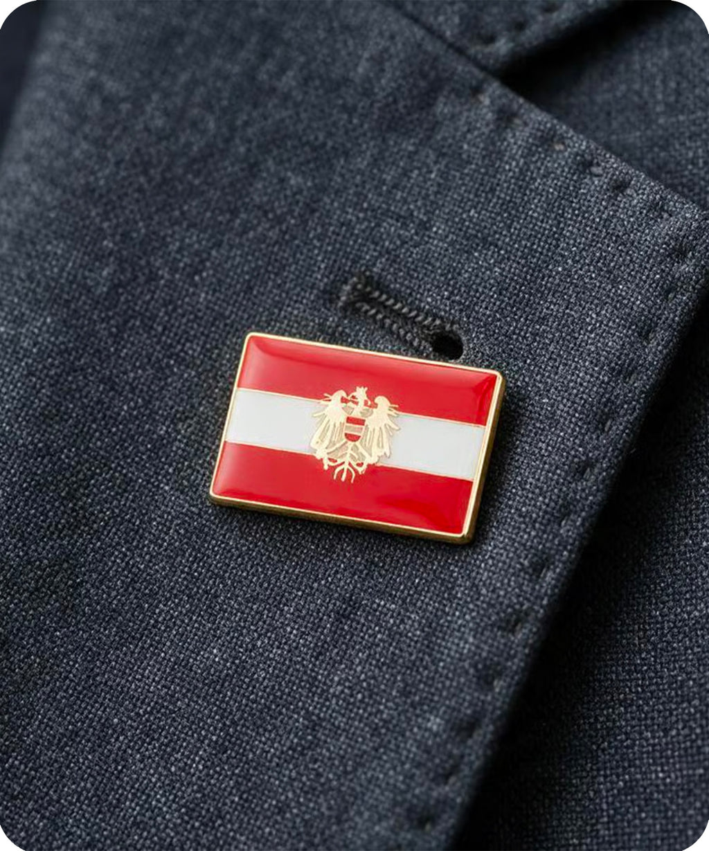 Austria Rectangle Flag Enamel Pin Badge