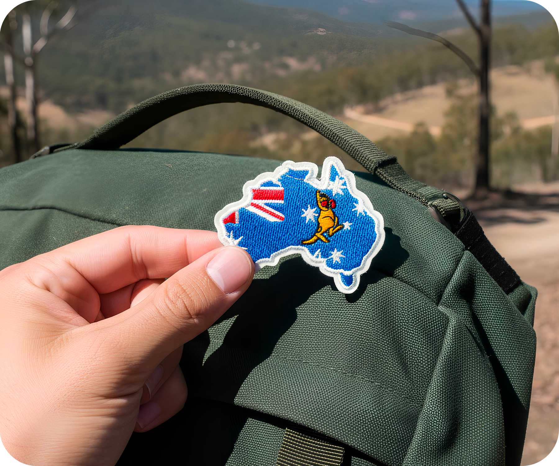 Australia Country Shape Flag Kangaroo Iron On Patch (7 x 6cm) Secondary image