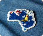 Australia Country Shape Flag Kangaroo Iron On Patch (7 x 6cm)