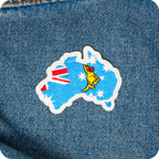 Australia Country Shape Flag Kangaroo Iron On Patch (7 x 6cm)