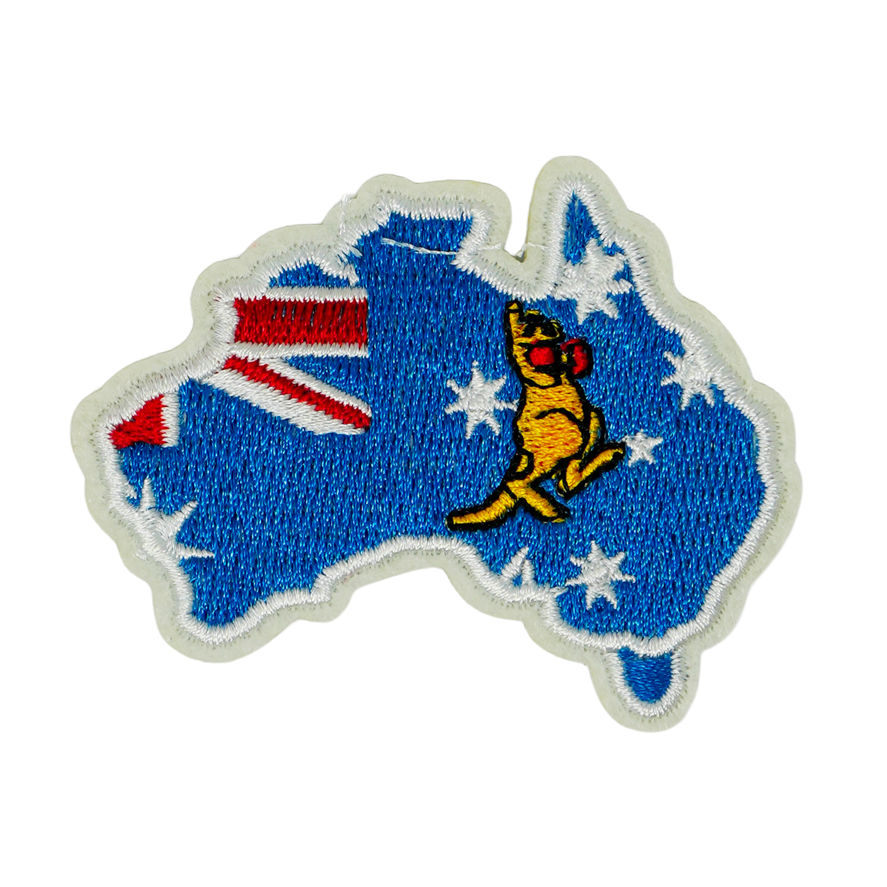 Australia Country Shape Flag Kangaroo Iron On Patch (7 x 6cm) Main image
