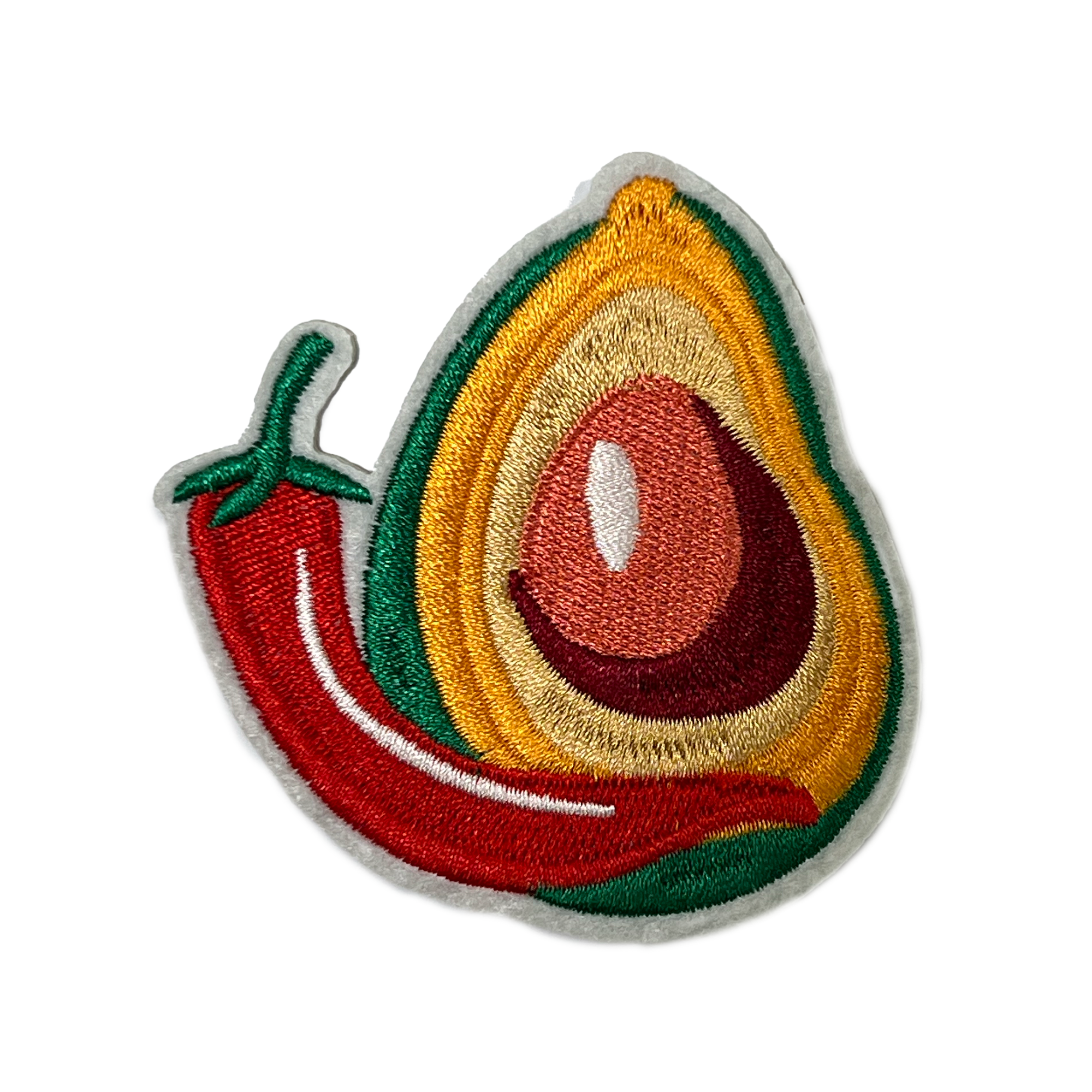 Parche bordado de aguacate y chile (7 cm) Imagen principal del producto