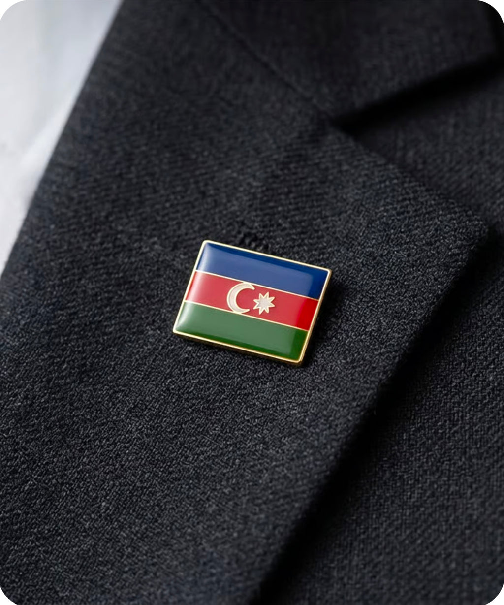 Azerbaijan Rectangle Flag Enamel Pin Badge