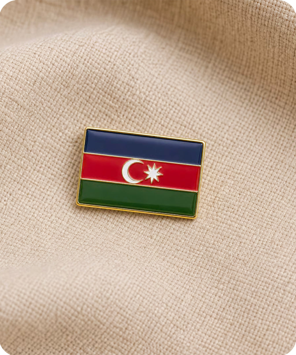 Azerbaijan Rectangle Flag Enamel Pin Badge