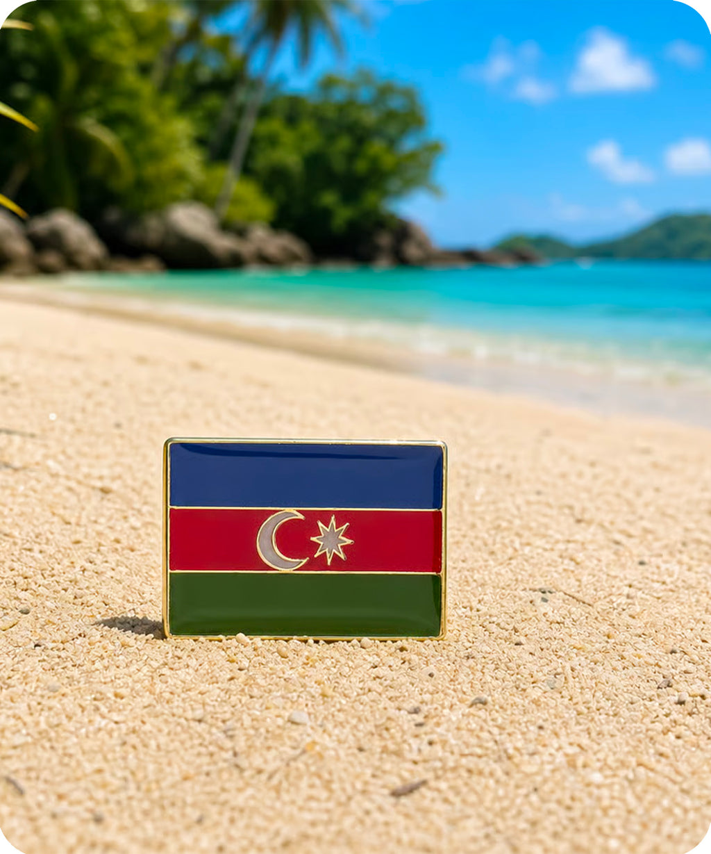 Azerbaijan Rectangle Flag Enamel Pin Badge