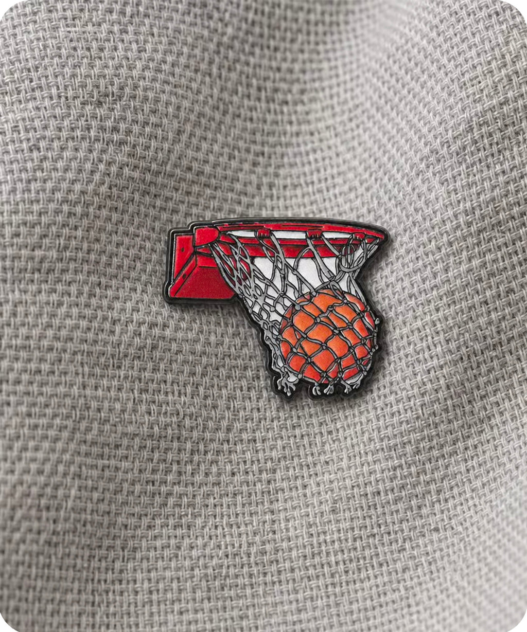 Basketball Hoop Enamel Pin Badge