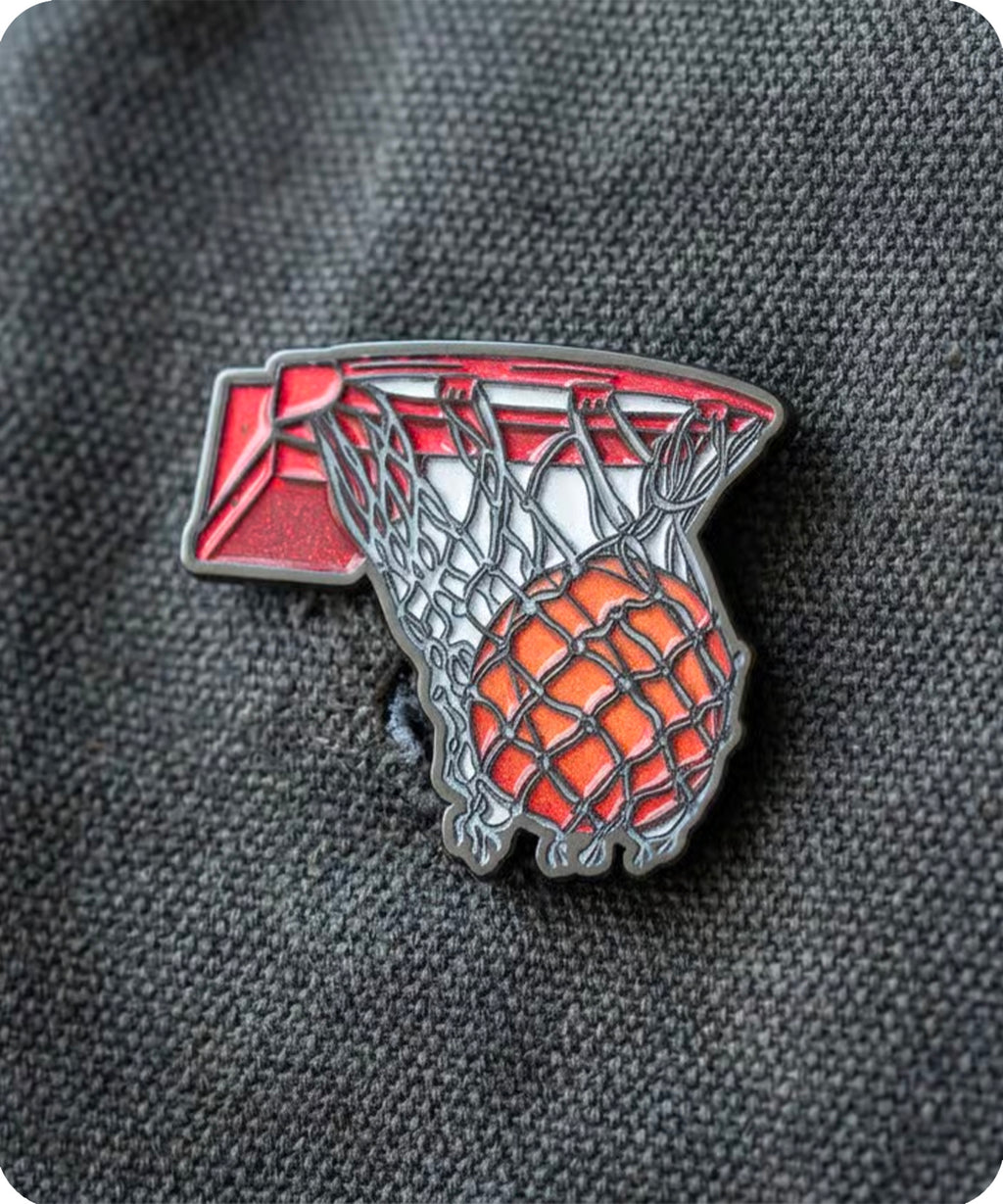 Basketball Hoop Enamel Pin Badge