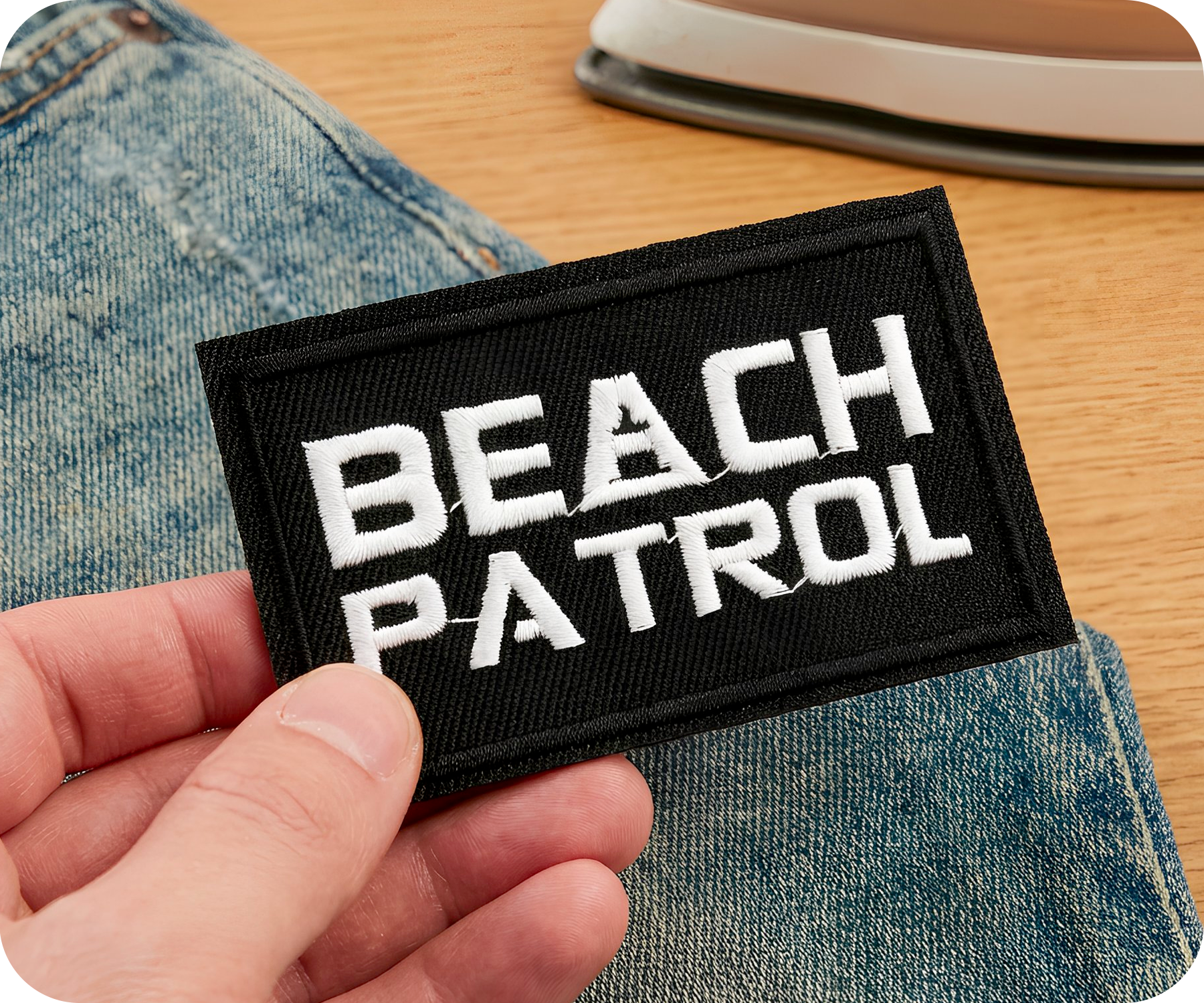 Beach Patrol Black Lifeguard Buoy Iron On Patch (7.8 x 5cm) Secondary image