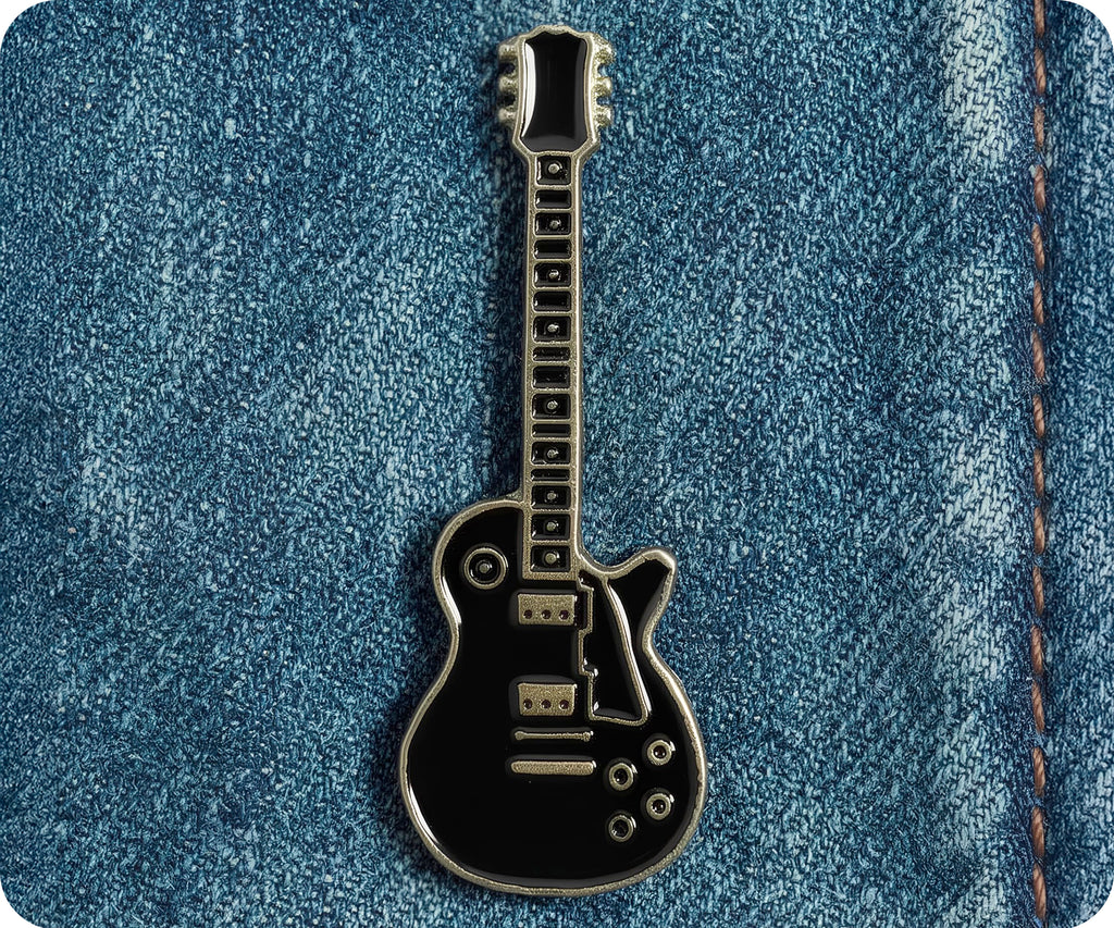Black Electric Guitar Pin Badge