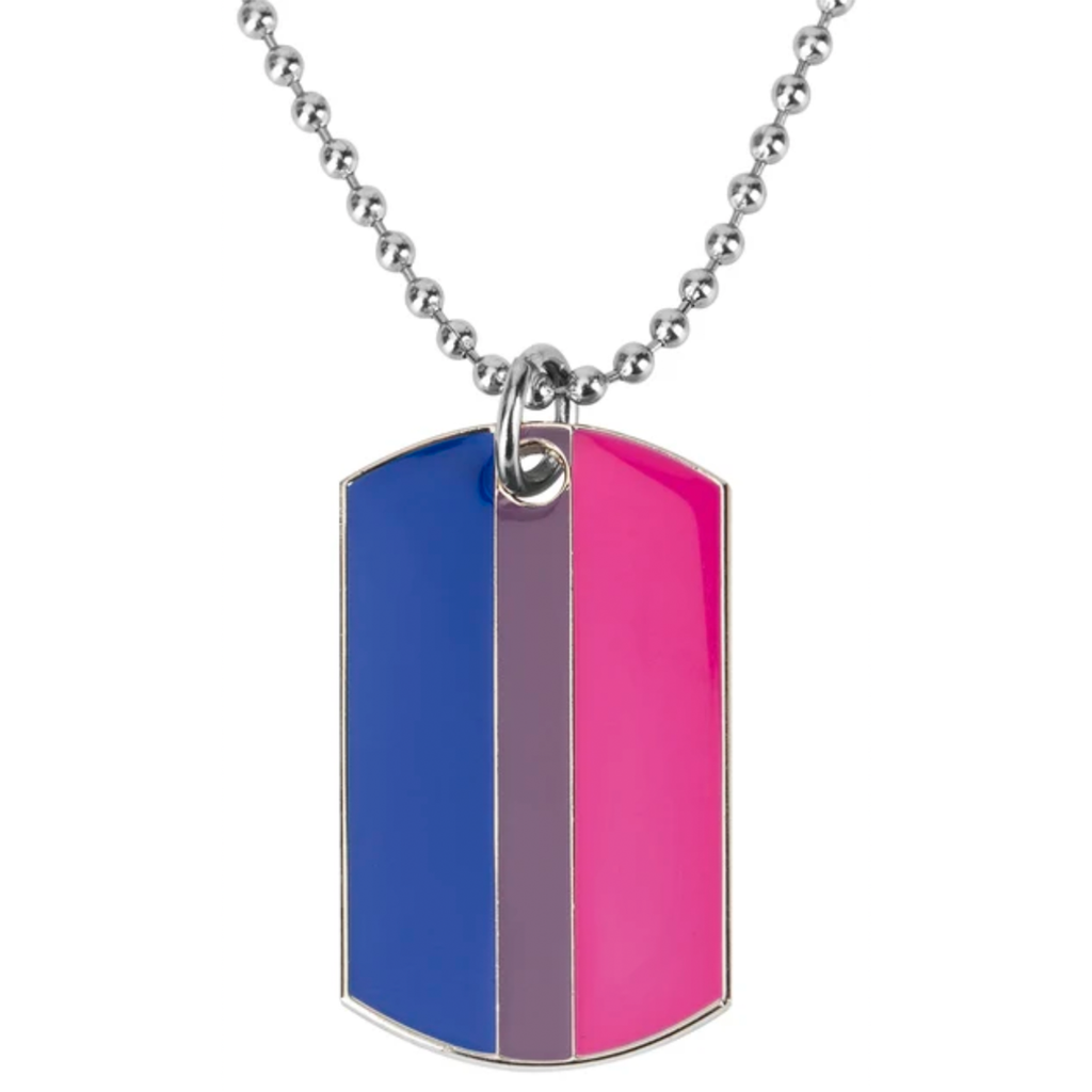 Progress Pride LGBTQI+ Flag Dog Tag Necklaces | Metal Enamel