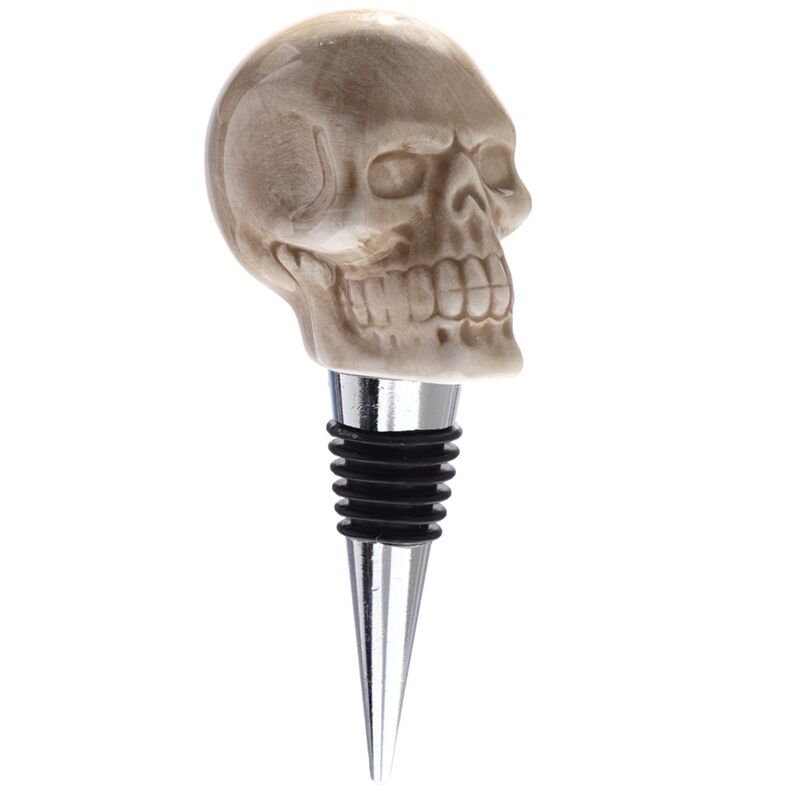 Tapón de botella de vino de cerámica con calavera Imagen secundaria del producto
