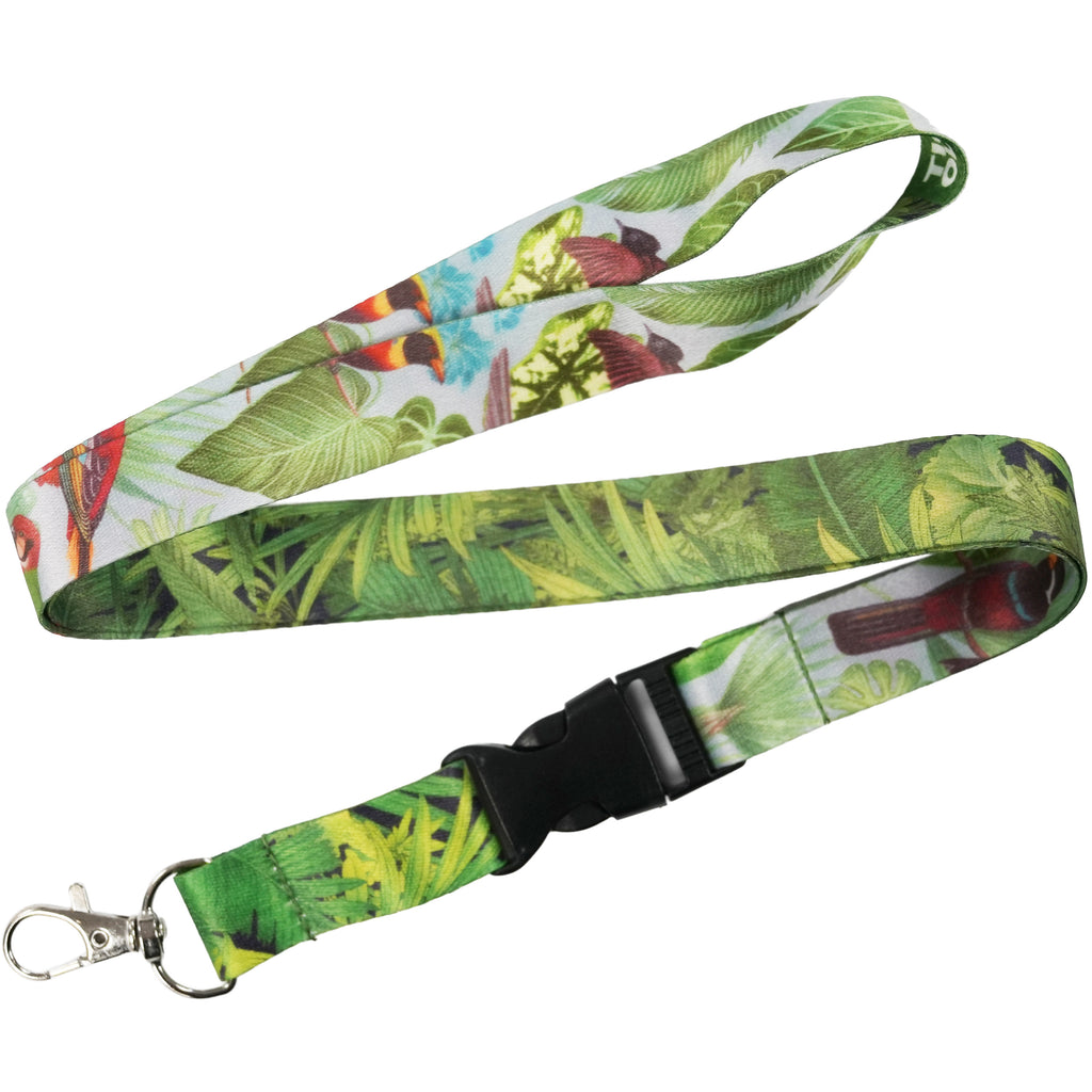 Tropical Birds and Jungle Leaf Lanyard