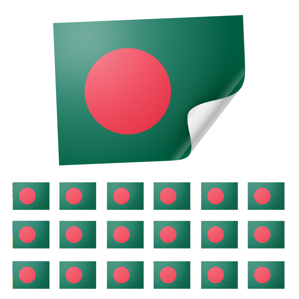 20 X Bangladesh Flag Stickers