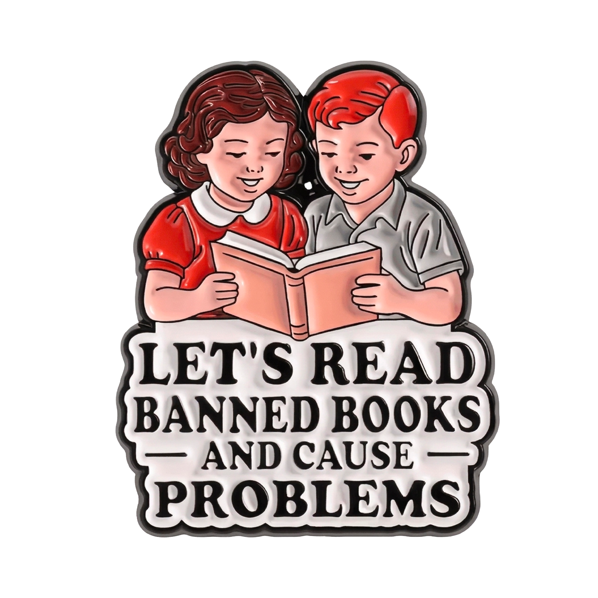 Let’s Read Banned Books And Cause Problems Enamel Lapel Pin Badge Imagen principal del producto