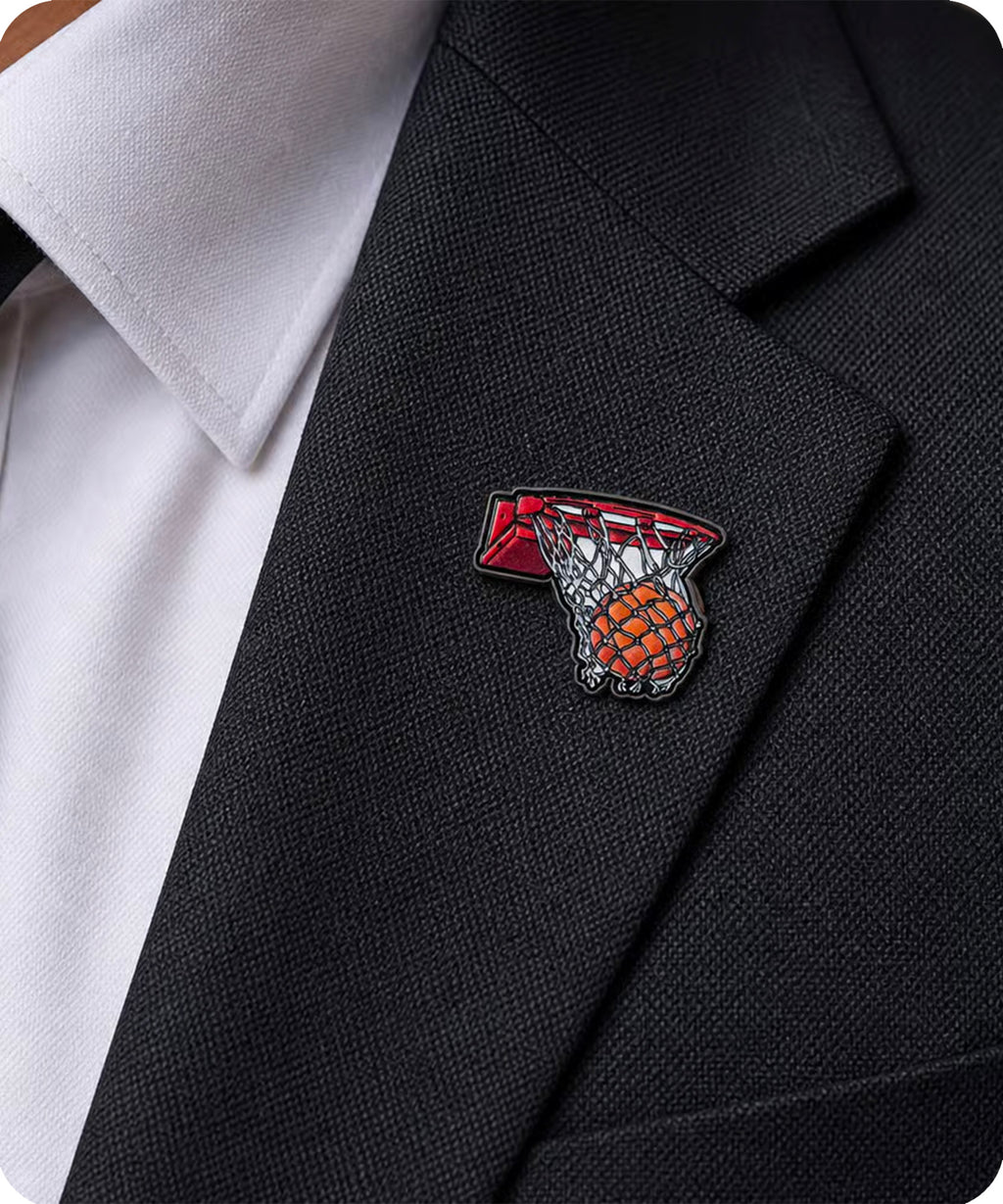 Basketball Hoop Enamel Pin Badge