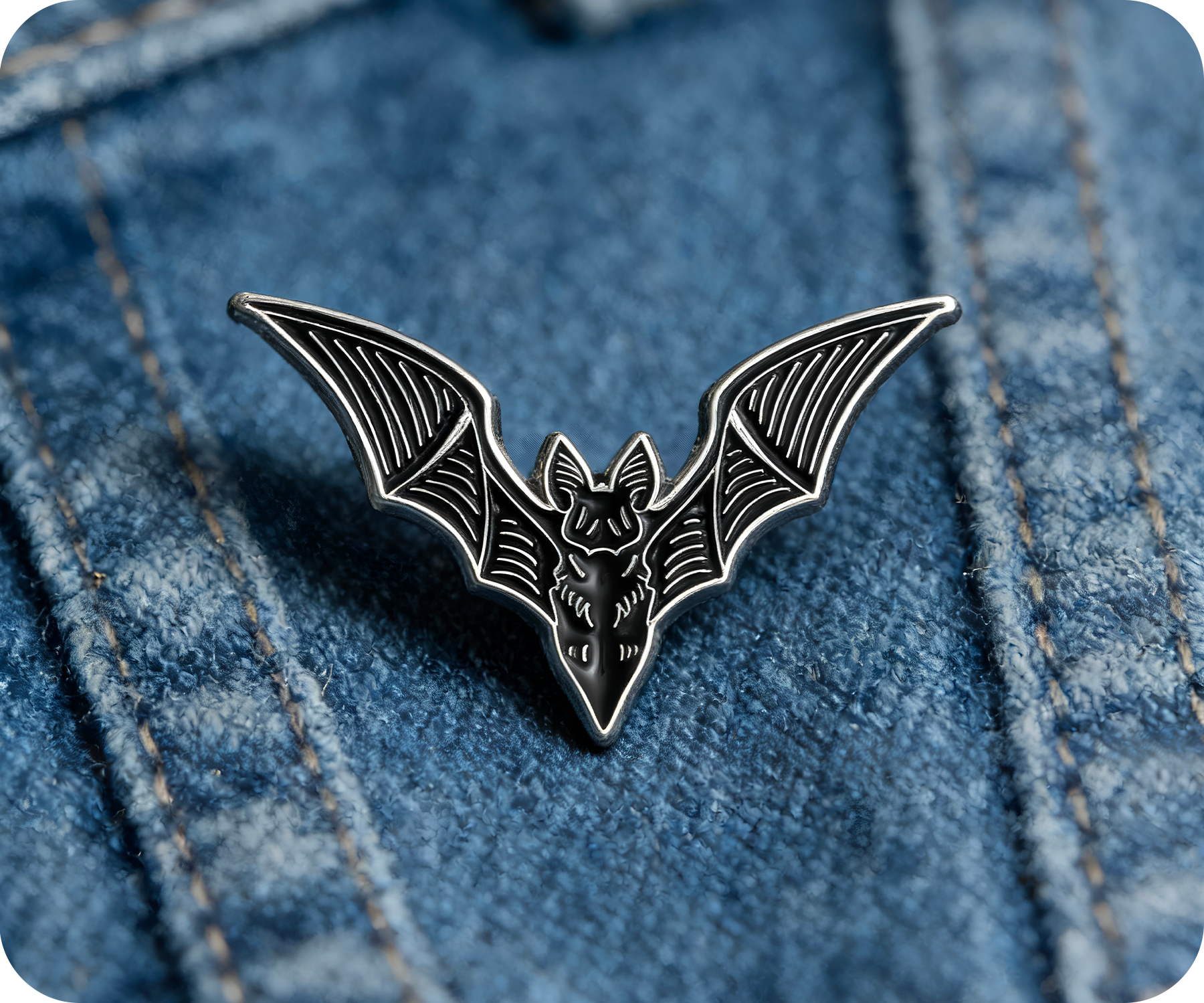 Vampire Bat Black Pin Badge