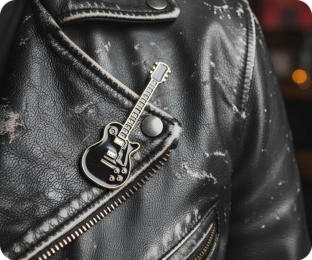 Black Electric Guitar Pin Badge