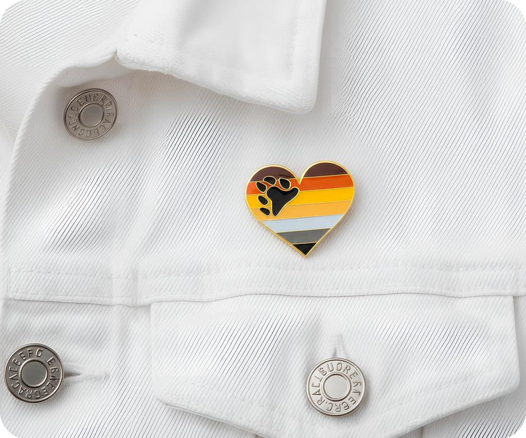 Bear Pride Heart Rainbow Pin Badge