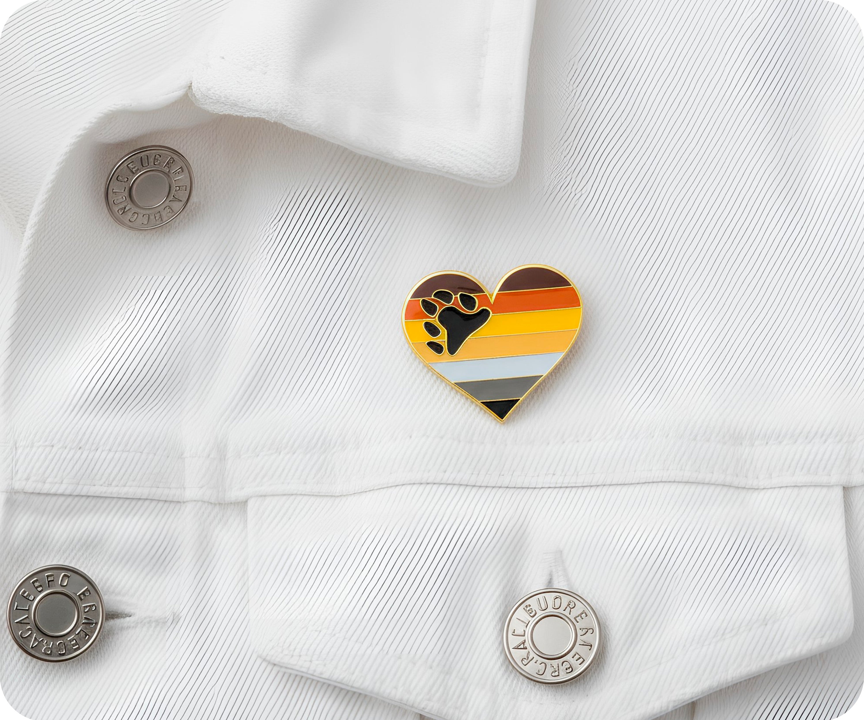 Bear Pride Heart Rainbow Pin Badge