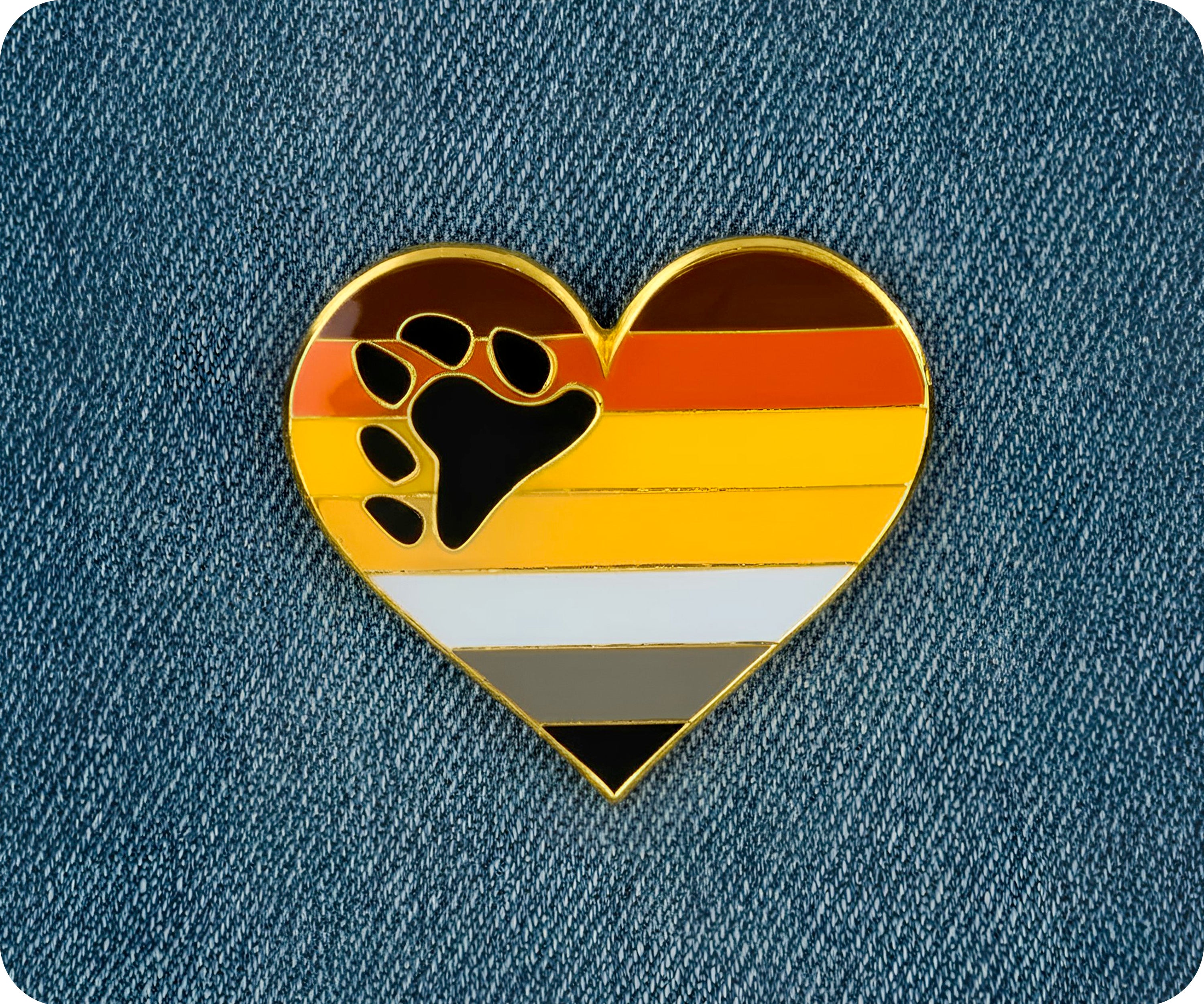 Bear Pride Heart Rainbow Pin Badge