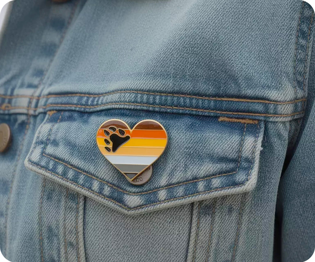 Bear Pride Heart Rainbow Pin Badge