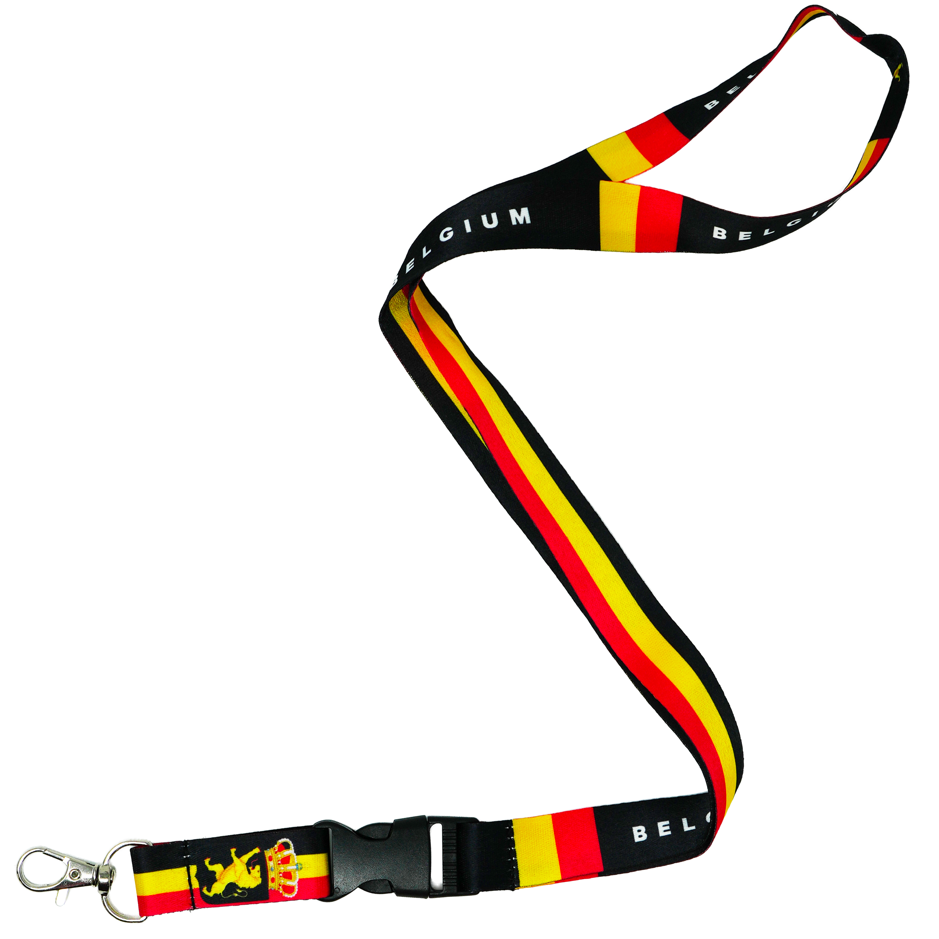 Belgium Flag Lanyard – Belgian National Colours Neck Strap with Crest Main image
