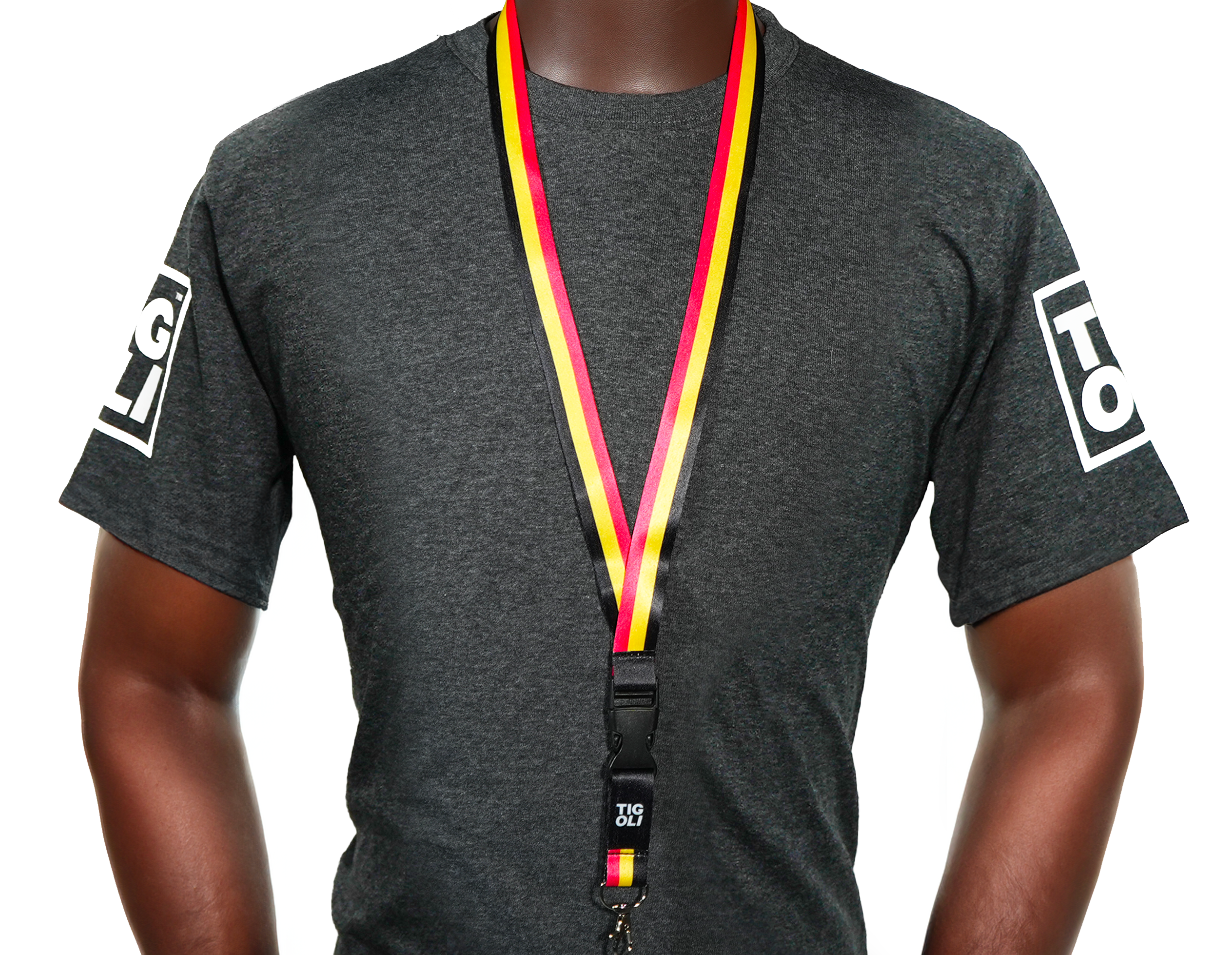 Belgium Flag Lanyard – Belgian National Colours Neck Strap with Crest Secondary image