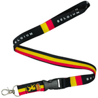 Belgium Flag Lanyard – Belgian National Colours Neck Strap with Crest