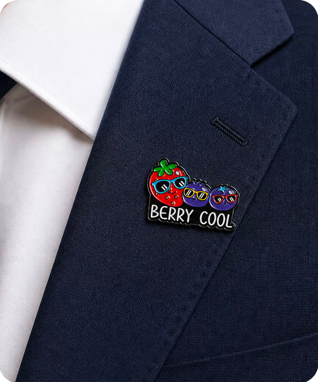 Berry Cool Strawberry & Blueberries Enamel Pin Badge