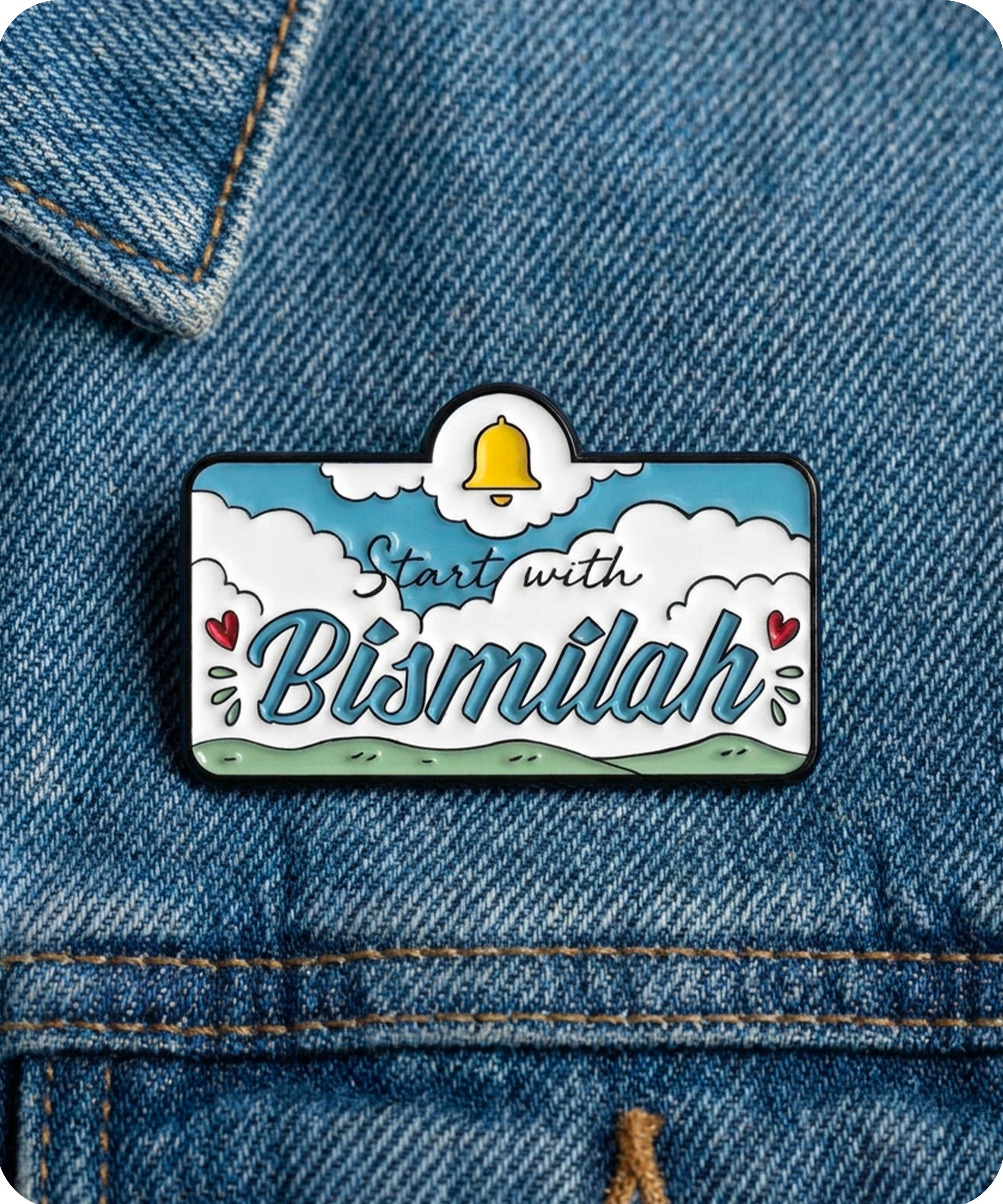 Start with Bismillah Enamel Lapel Pin Badge Imagen secundaria del producto