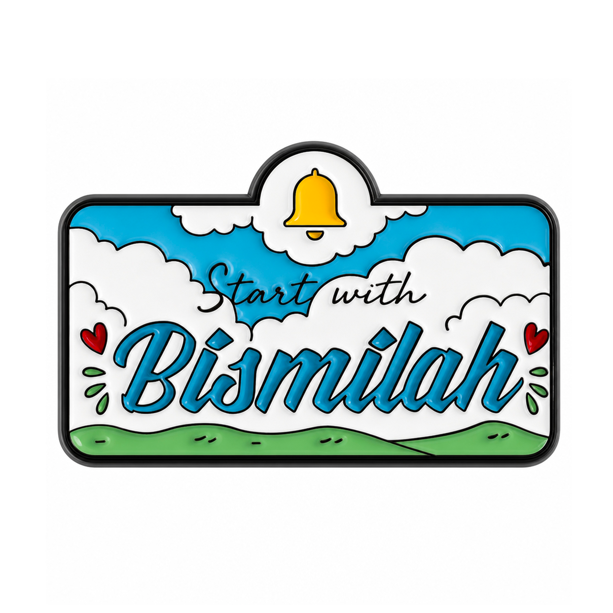 Start with Bismillah Enamel Lapel Pin Badge Imagen principal del producto