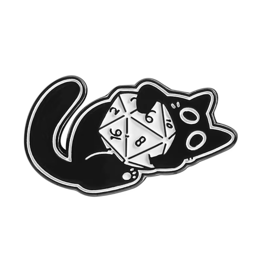 Diseño de gato negro jugador 3 - Pin de dado espiritual de fantasía