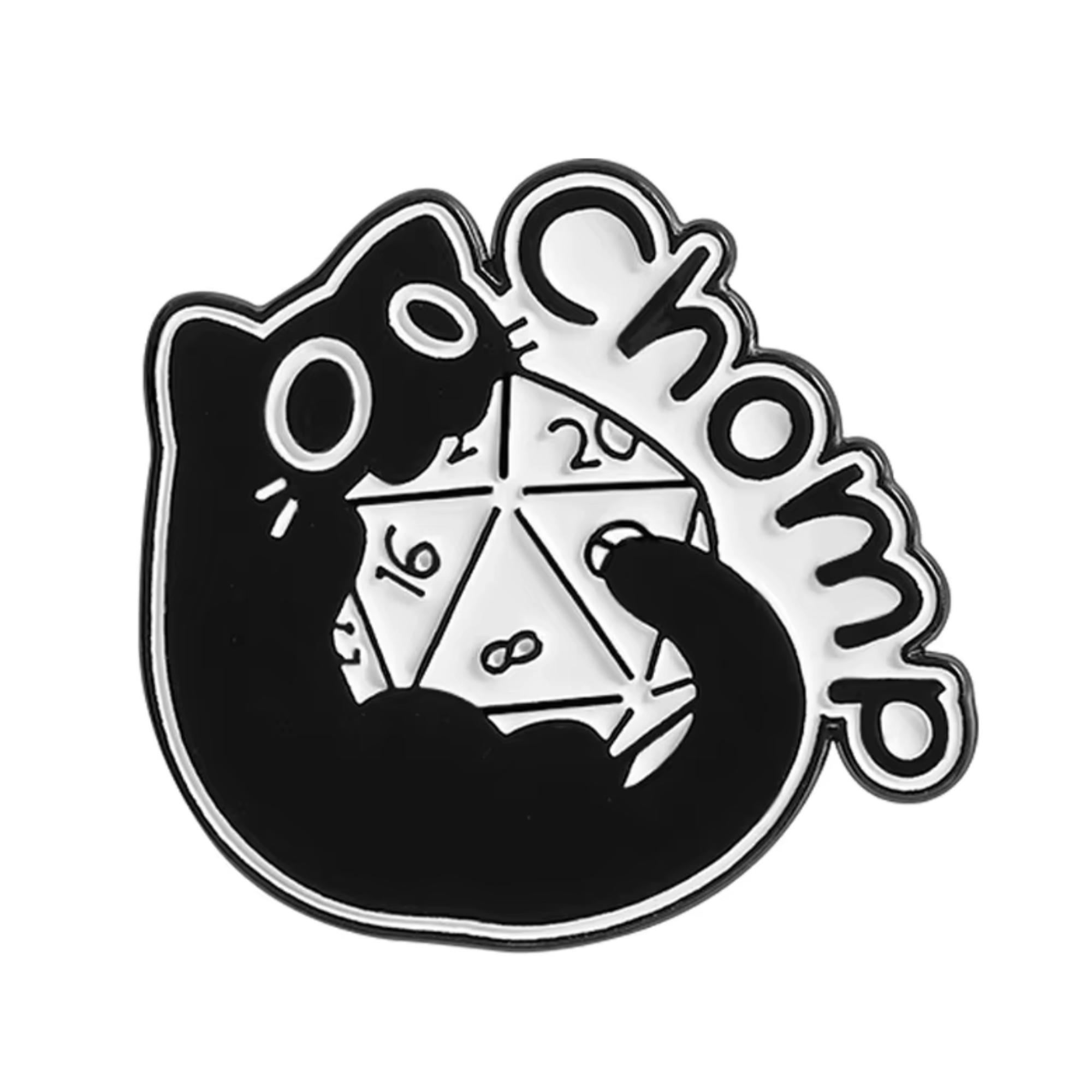 Diseño de gato negro jugador 4 - Insignia de pin espiritual con dados de fantasía