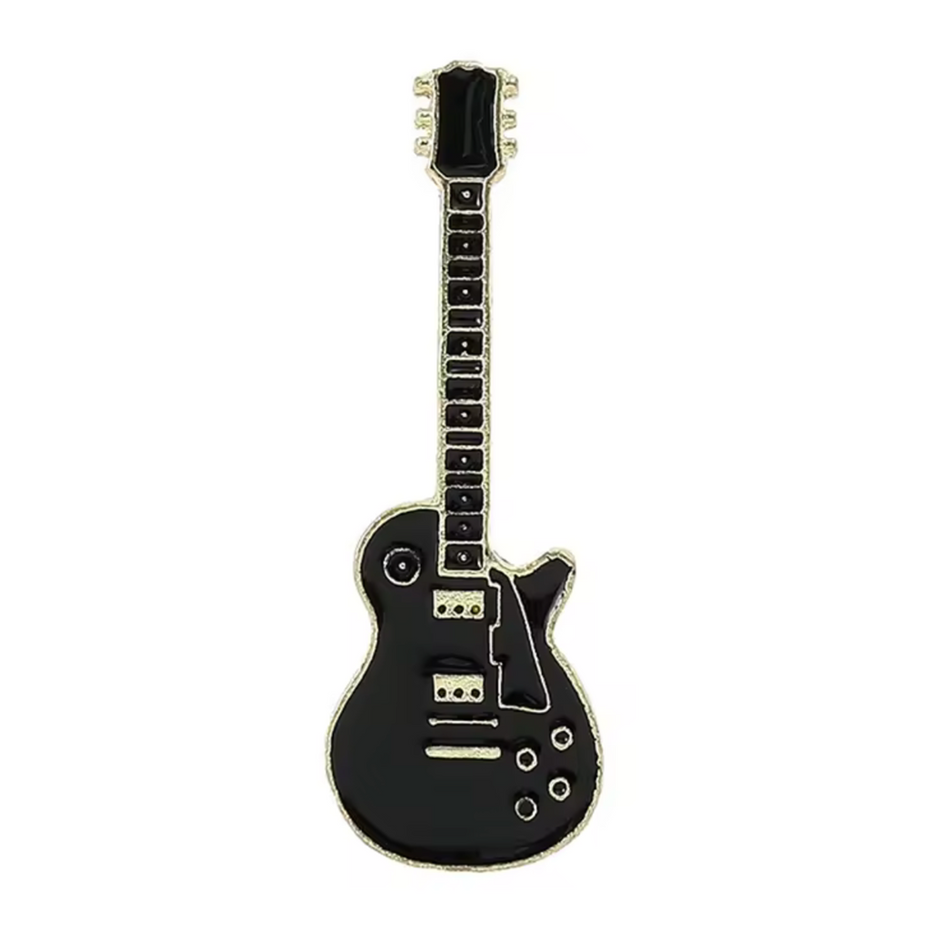 Black Electric Guitar Pin Badge