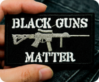 Black Guns Matter Assault Rifle Iron On Patch (7.8 x 5cm)