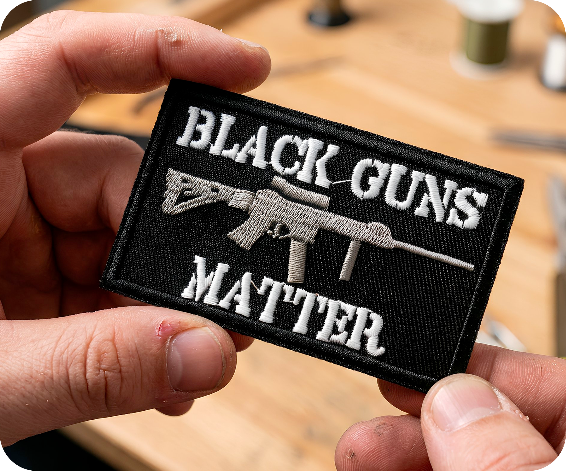 Black Guns Matter Assault Rifle Iron On Patch (7.8 x 5cm) Secondary image