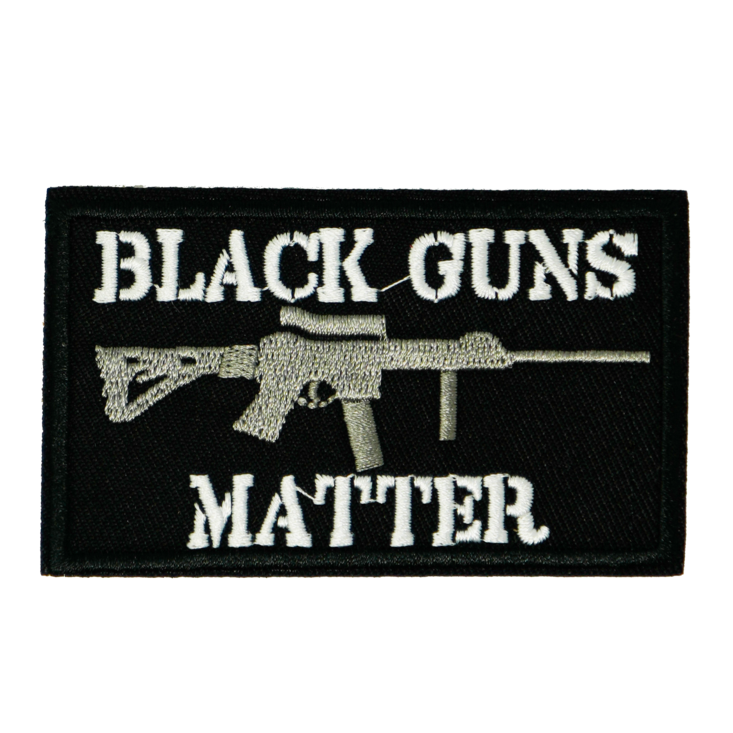 Black Guns Matter Assault Rifle Iron On Patch (7.8 x 5cm) Main image