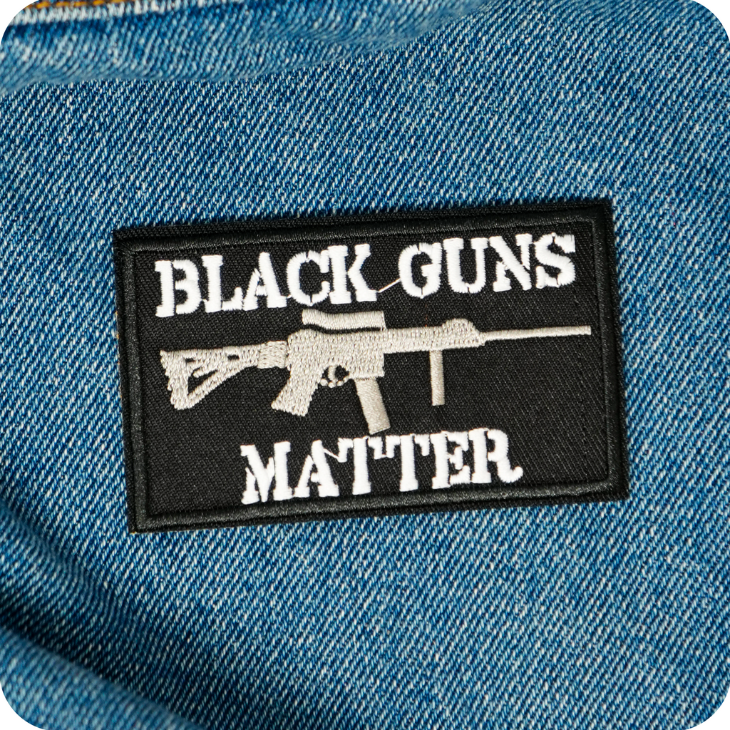 Black Guns Matter Assault Rifle Iron On Patch (7.8 x 5cm)