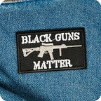 Black Guns Matter Assault Rifle Iron On Patch (7.8 x 5cm)